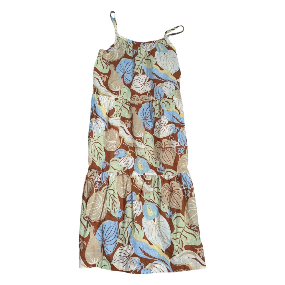 Patagonia Girls'‎ Pataloha Dress Sleeveless Tiered Leaf Print Sun Dress XXL NEW